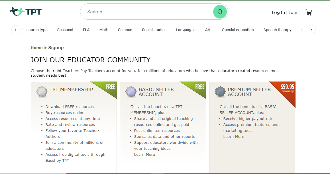 How to create an account on TpT and join as User 